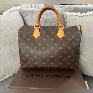 Authentic LV Louis Vuitton Speedy 30 Top Handle Bag Monogram FULL SET